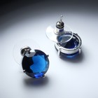 Серьги со стразами «Весна» круги, цвет синий в серебре - фото 67158674