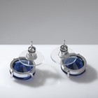 Серьги со стразами «Весна» круги, цвет синий в серебре - фото 67158675
