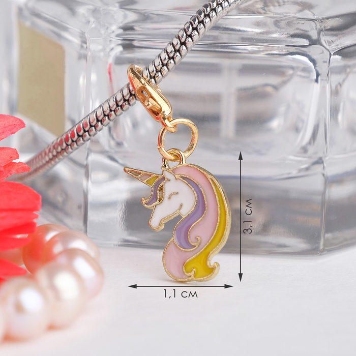 Шарм подвеска «Единорог», цветной в золоте