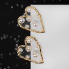 Серьги с жемчугом «Грейс» сердечки, цвет белый в золоте - Фото 1