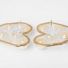 Серьги с жемчугом «Грейс» сердечки, цвет белый в золоте - Фото 2