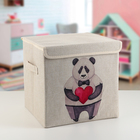 Короб стеллажный для хранения с крышкой «Влюблённая панда», 30×30×28,5 см - фото 285936533
