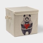 Короб стеллажный для хранения с крышкой «Влюблённая панда», 30×30×28.5 см - Фото 1