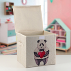 Короб стеллажный для хранения с крышкой «Влюблённая панда», 30×30×28,5 см - фото 7298587
