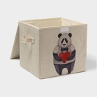 Короб стеллажный для хранения с крышкой «Влюблённая панда», 30×30×28.5 см - Фото 3