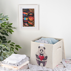 Короб стеллажный для хранения с крышкой «Влюблённая панда», 30×30×28,5 см - фото 7298589