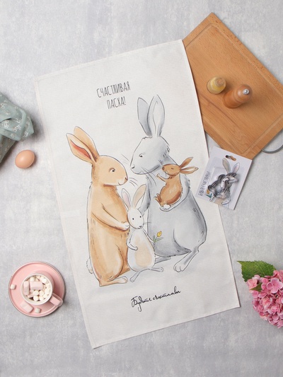 Кухонный набор «Этель. Светлая пасха»: полотенце 40×73 см, саржа 190 г/м², формочки для печенья