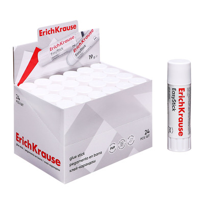 Клей-карандаш, ErichKrause EasyStick, PVP, быстрое склеивание, 19 г
