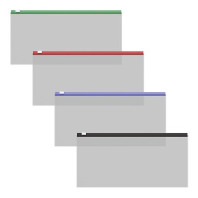 Папка-конверт на ZIP-молнии Travel (255×130 мм), 120 мкм, ErichKrause Fizzy Clear, с цветной молнией, микс, до 100 листов