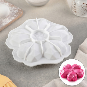 Форма силиконовая для муссовых десертов и выпечки Доляна «Флер де пьер», 19,5×19,5 см, цвет белый