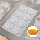 Форма силиконовая для муссовых десертов и выпечки Доляна «Куше», 30×17×1,7 см, 8 ячеек, 6×1,5 см, цвет белый - фото 998253