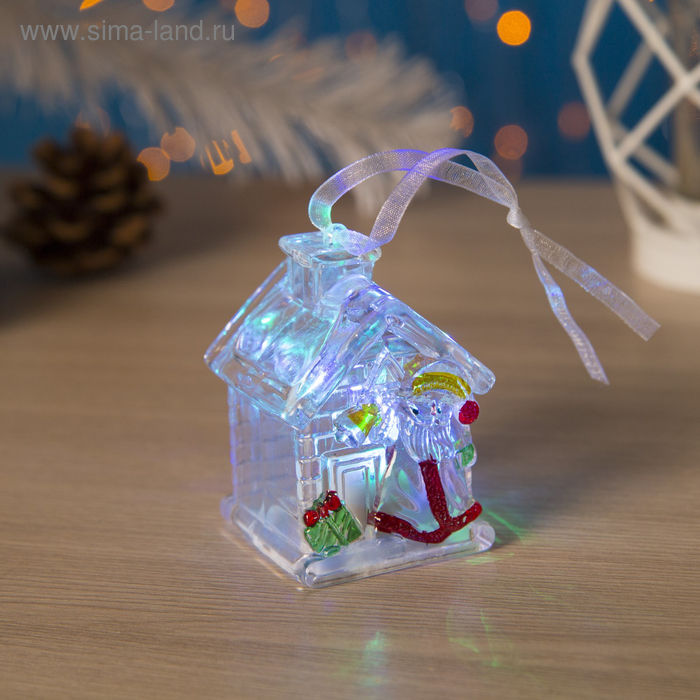 УЦЕНКА Игрушка световая "Домик деда Мороза" (батарейки в комплекте) 1 LED, RGB - Фото 1