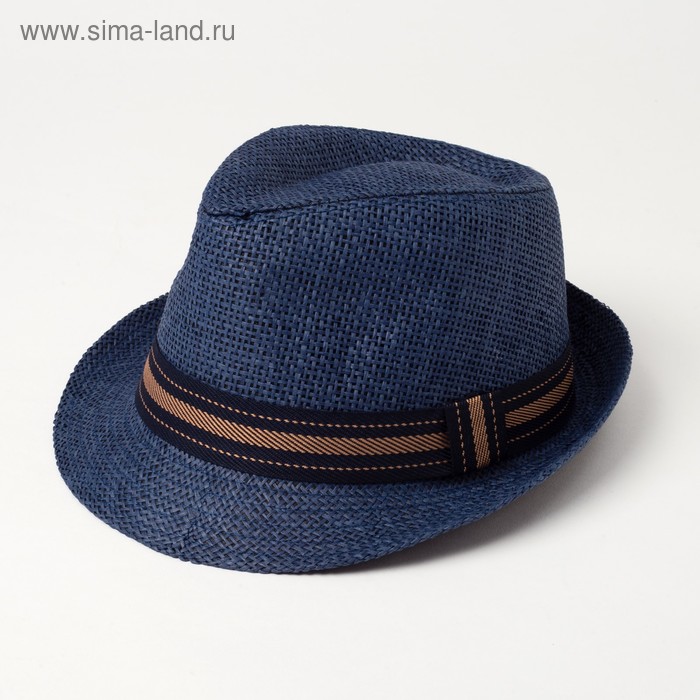 Шляпа мужская MINAKU "Пляж", размер 58, цвет синий - Фото 1