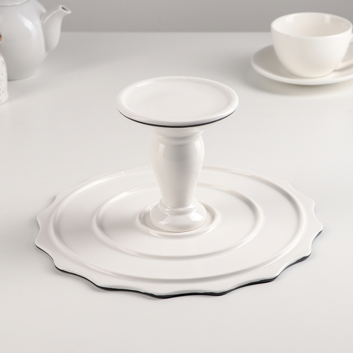 Подставка для десертов керамическая «Фронтьер», d=25 см, цвет белый - фото 1907067703