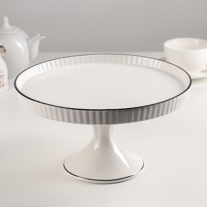 Подставка для десертов керамическая «Фронтьер», d=25 см, цвет белый - фото 1907067704