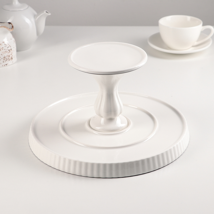 Подставка для десертов керамическая «Фронтьер», d=25 см, цвет белый - фото 1907067705