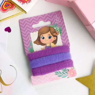 Резинка для волос "Василиса" (набор 3 шт.) 5,5 см, фиолетовые оттенки