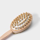 Щётка банная массажная для тела Доляна, с ручкой и массажёром, натуральная щетина - Фото 3