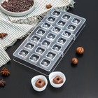 Форма для шоколада и конфет KONFINETTA «Пончик в форме квадрата», 33×16,2 см, 21 ячейка, ячейка 2,6×2,6 см - фото 10903594