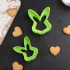 Набор форм для вырезания печенья «Кролик», 2 шт, цвет зелёный - фото 318277669