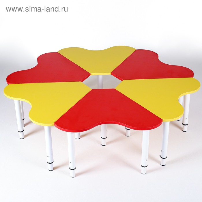 Стол растущий «Ромашка», 6 секций, на металлокаркасе, возрастная группа №0 – 3, цвет красный/жёлтый - Фото 1