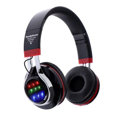 Наушники LuazON RX-1 TM-021, беспроводные, накладные, BT4.2, 250 мАч, LED, FM,microSD,черные