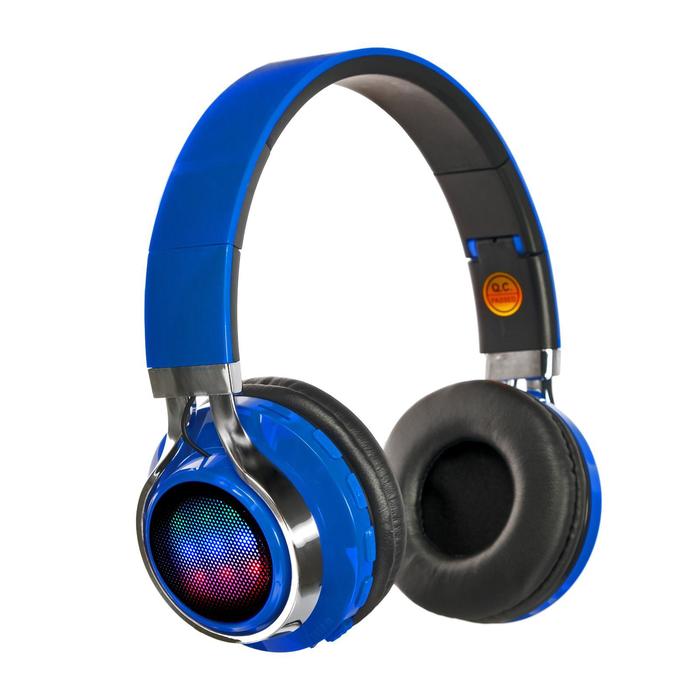 Наушники беспроводные LuazON RX-1 TM-021, накладные, BT 4.2, 250 мАч, LED, FM,microSD,синие - Фото 1