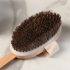 Щётка массажная для тела из натуральной щетины, с ручкой, конский волос, гладкая - Фото 8