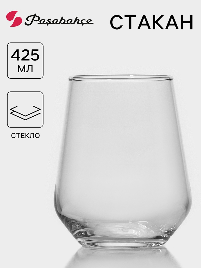Стакан низкий Paşabahçe «Аллегра», 425 мл, стекло, прозрачный - Фото 1