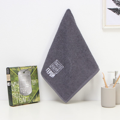 Полотенце махровое «Этель. Настоящий герой», 35×50±5 см, хлопок 100%, серое