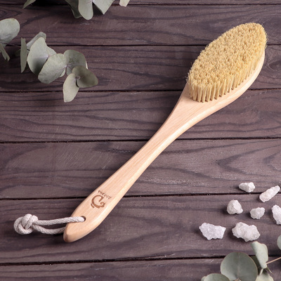 Щётка для сухого массажа Доляна, с ручкой, 38,5×7 см,щетина из тампик