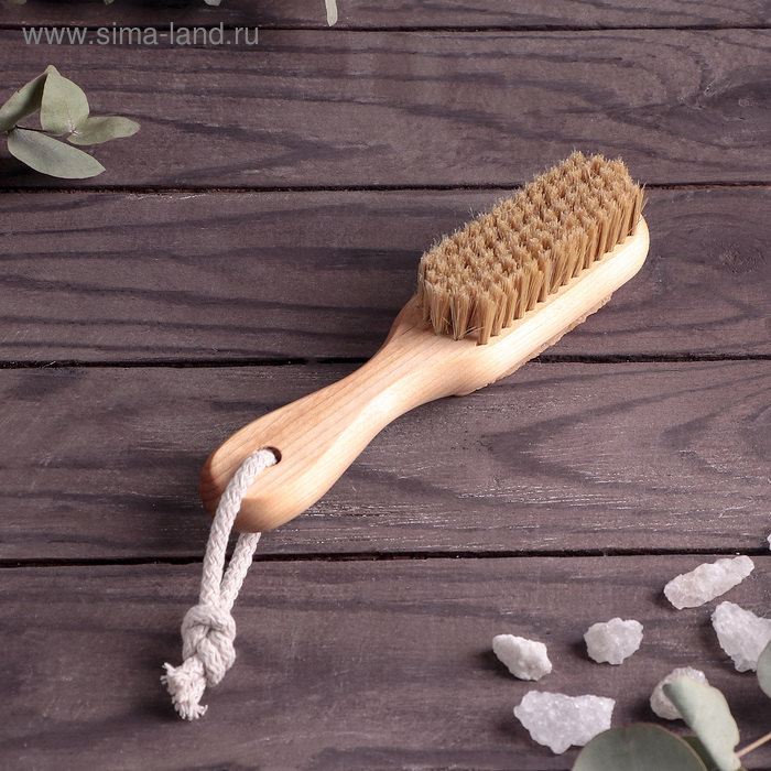 Щётка для сухого массажа, из натуральной щетины с пемзой, 18 см - Фото 1