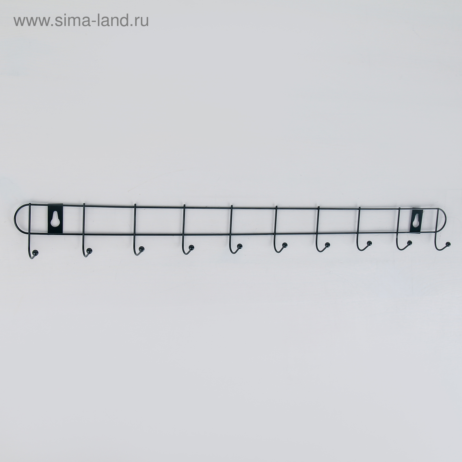 Вешалка настенная на 10 крючков Доляна «Лайт», 52×5,5×3 см, цвет чёрный ...