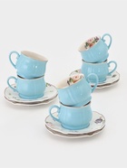 Сервиз кофейный «Сирена», 12 предметов: 6 чашек 100 мл, 6 блюдец d=12 см, керамика, голубой - Фото 1