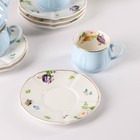 Сервиз кофейный «Сирена», 12 предметов: 6 чашек 100 мл, 6 блюдец d=12 см, керамика, голубой - Фото 2