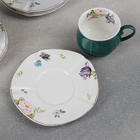 Сервиз керамический кофейный «Сирена», 12 предметов: 6 чашек 100 мл, 6 блюдец 12 см, цвет зелёный - Фото 2