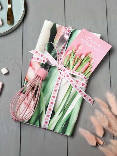 Набор подарочный «Весеннее настроение» полотенце 40×73 см, венчик кухонный.