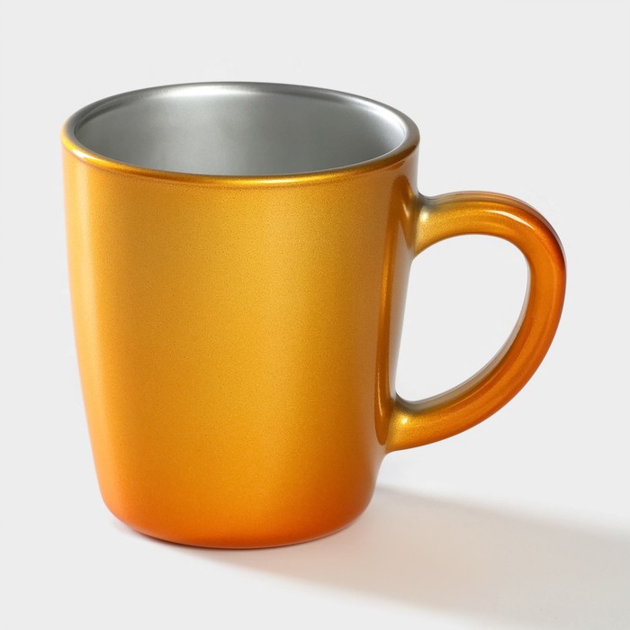 Кружка стеклянная, 340 мл, цвет оранжевый металлик - Фото 1