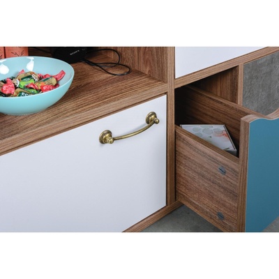 Комод для хранения «Вайс 10.104», 1212×399×888 мм, цвет дерево винтаж/бензин/мята/белый премиум/камень тёмный