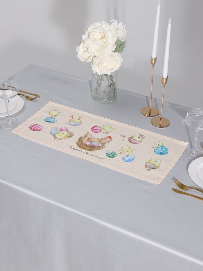 Дорожка на стол Этель «Светлой пасхи» 30×70 см, 100% хлопок, саржа 190 г/м²