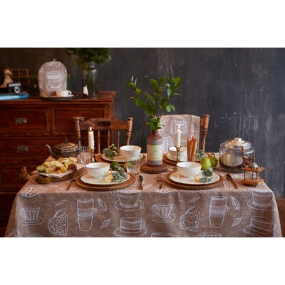 Скатерть «Доляна» Cup of tea, 220×144 см, 100% хлопок, 164 г/м²