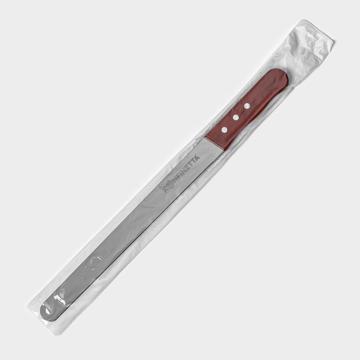 Нож для бисквита ровный край KONFINETTA, длина лезвия 30 см, деревянная ручка - фото 1907068579