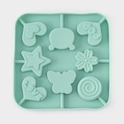 Форма для леденцов Доляна «Сладость», силикон, 15×15×1.5 см, 8 ячеек, с палочками, бирюзовая - Фото 2