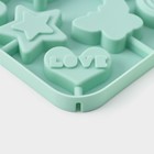 Форма для леденцов Доляна «Сладость», силикон, 15×15×1.5 см, 8 ячеек, с палочками, бирюзовая - Фото 5