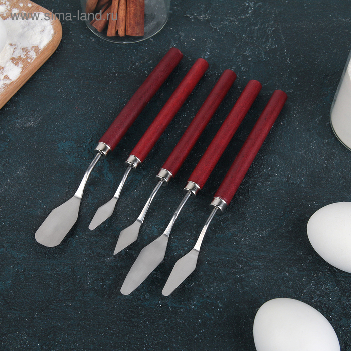 Лопатки - мастихины, 5 шт., коричневые - Фото 1