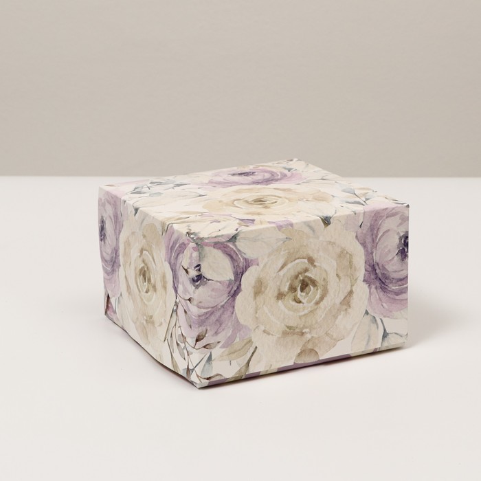 Упаковка на 4 капкейка "Пионы", без окна, 16 х 16 х 10 см - Фото 1