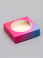 Подарочная коробка сборная с окном, розово - голубая, 11.5×11.5×3 см - Фото 4