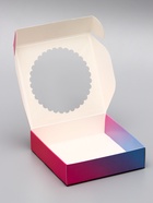 Подарочная коробка сборная с окном, розово - голубая, 11.5×11.5×3 см - Фото 5