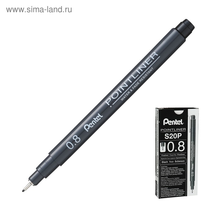 Капиллярная ручка чернила. Ручка Pentel. Линер "Superior", черный, 08