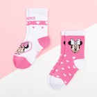 Набор носков "Minnie", Минни Маус, цвет розовый/белый, 14-16 см - фото 318278667